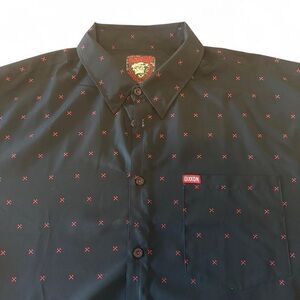 Dixxon Men’s The Finney Black and Red Short Sleeve Button Up Shirt 5XL
